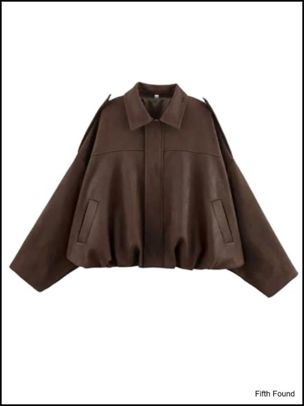 Faux Suede Oversized Bomber Jacket Bat Sleeve Cropped Zip Coat